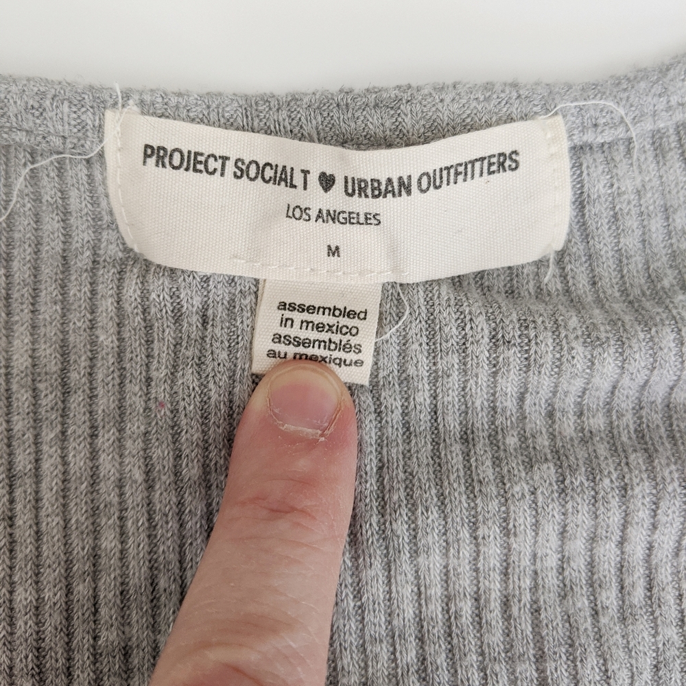 Grey Ribbed Crop Top - Picture 3 of 3